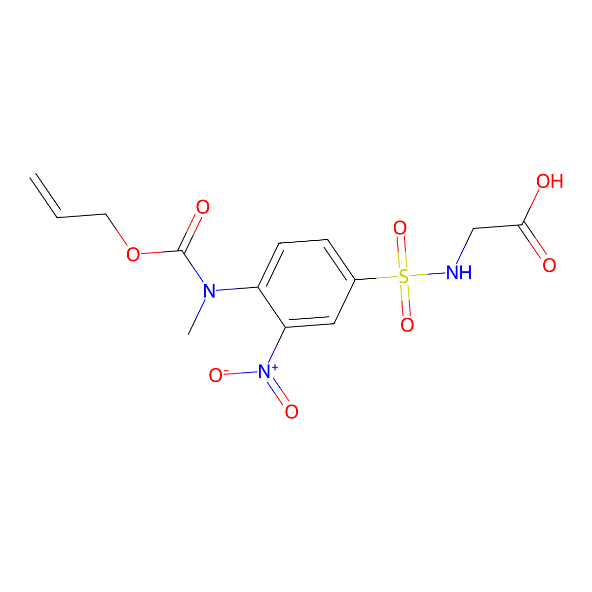 2-(4-{Methyl[(prop-2-en-1-yloxy)carbonyl]amino}-3-nitrobenzenesulfonamido)acetic acid molecular structure, CAS 2694746-54-6