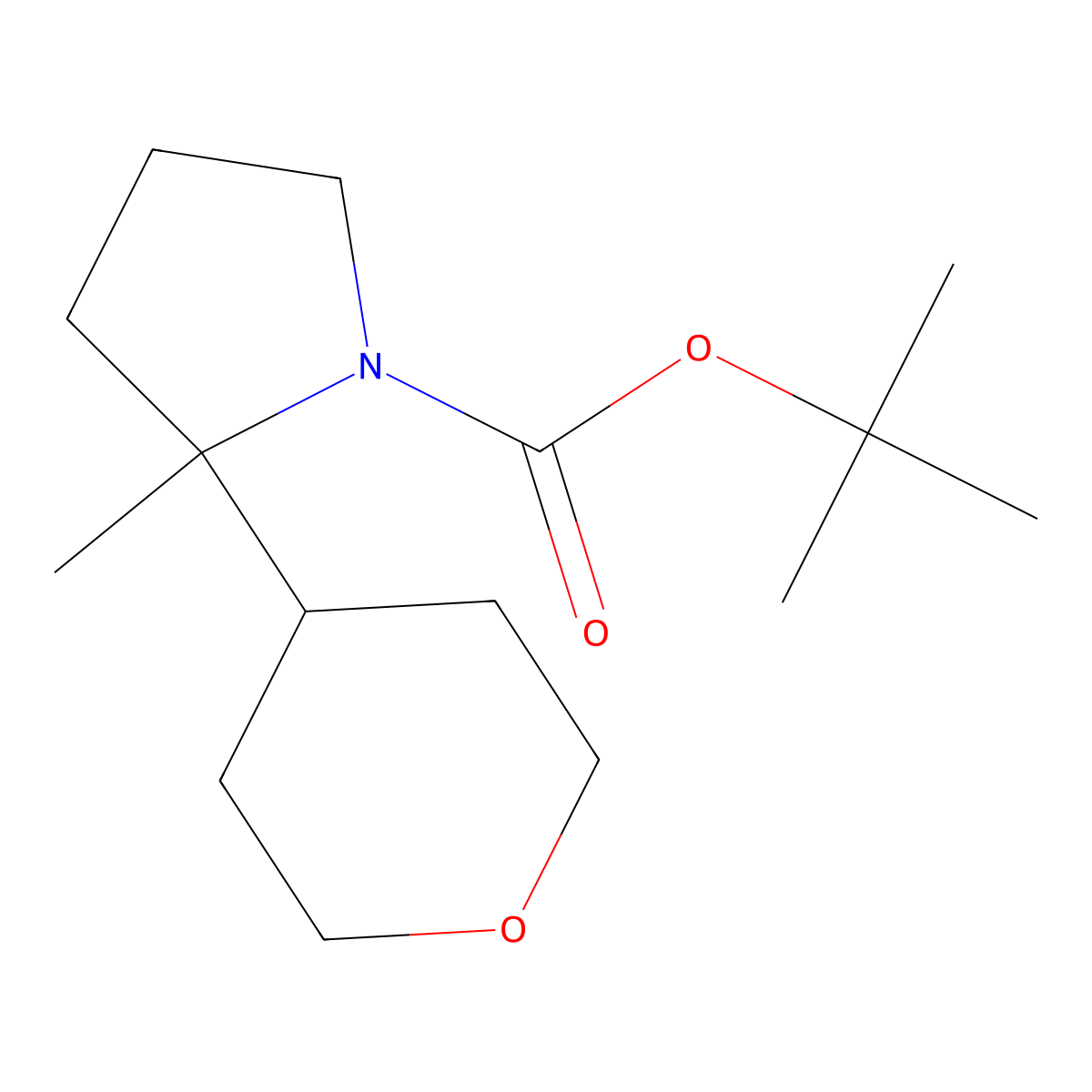 Tert-butyl 2-methyl-2-(oxan-4-yl)pyrrolidine-1-carboxylate molecular structure, CAS 2694746-55-7