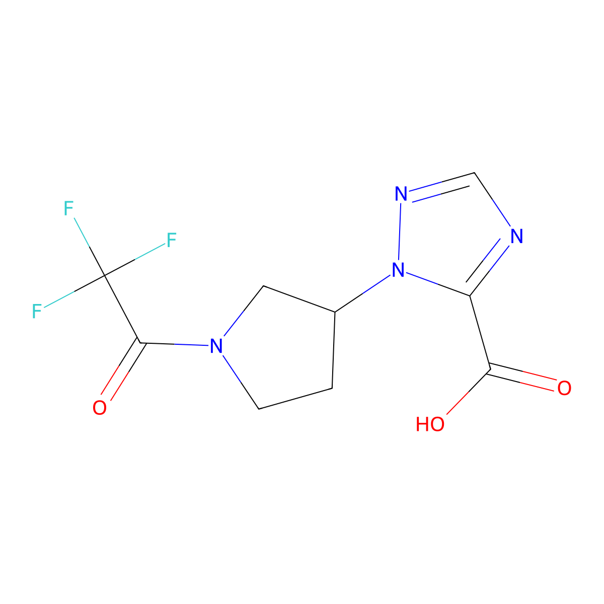 1-[1-(2,2,2-trifluoroacetyl)pyrrolidin-3-yl]-1H-1,2,4-triazole-5-carboxylic acid molecular structure, CAS 2694746-69-3