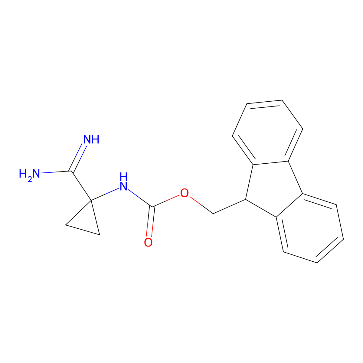 (9H-fluoren-9-yl)methyl N-(1-carbamimidoylcyclopropyl)carbamate molecular structure, CAS 2694746-93-3