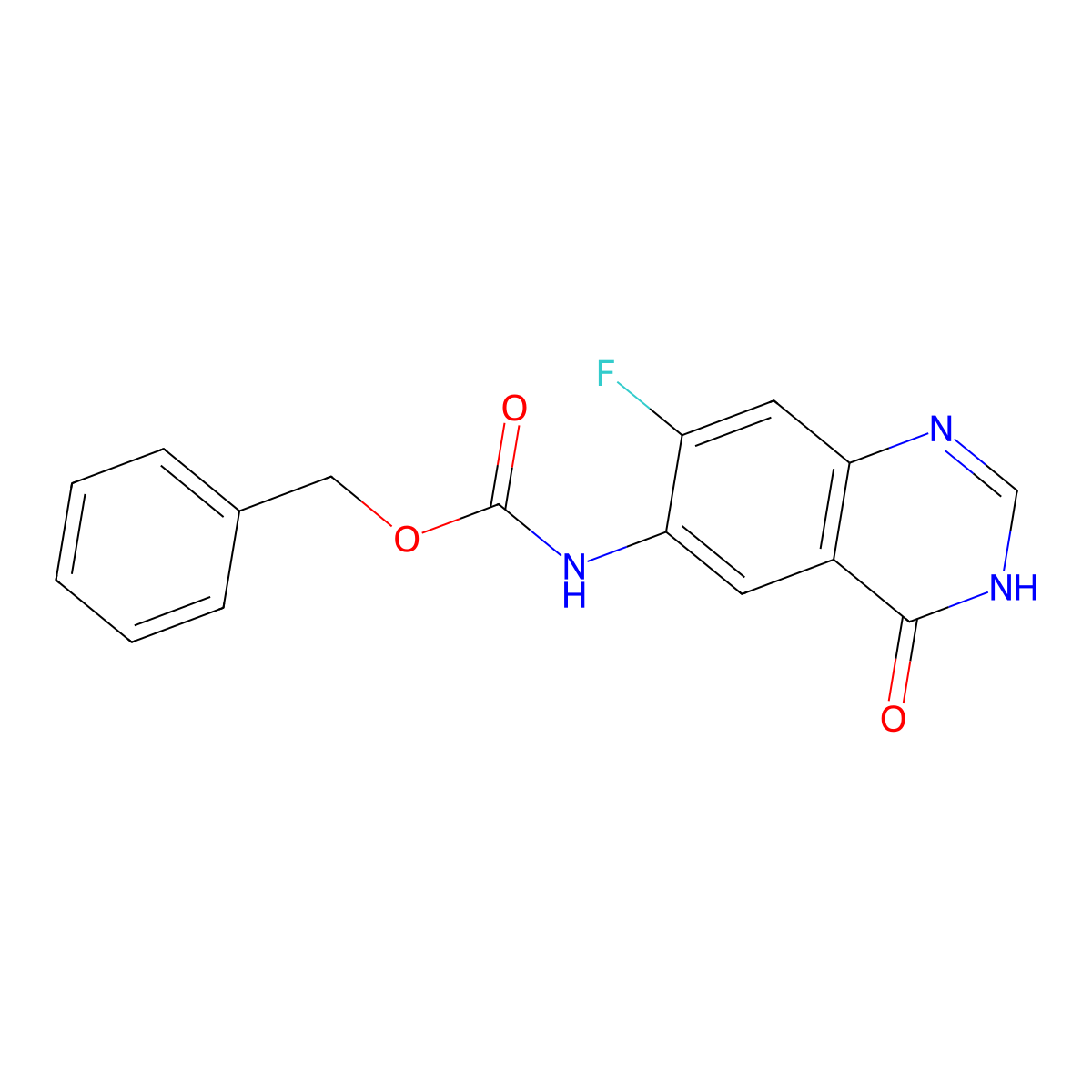 benzyl N-(7-fluoro-4-oxo-3,4-dihydroquinazolin-6-yl)carbamate molecular structure, CAS 2694746-94-4
