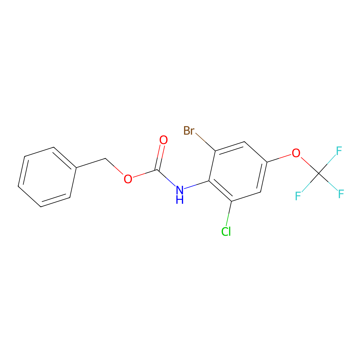 benzyl N-[2-bromo-6-chloro-4-(trifluoromethoxy)phenyl]carbamate molecular structure, CAS 2694746-99-9