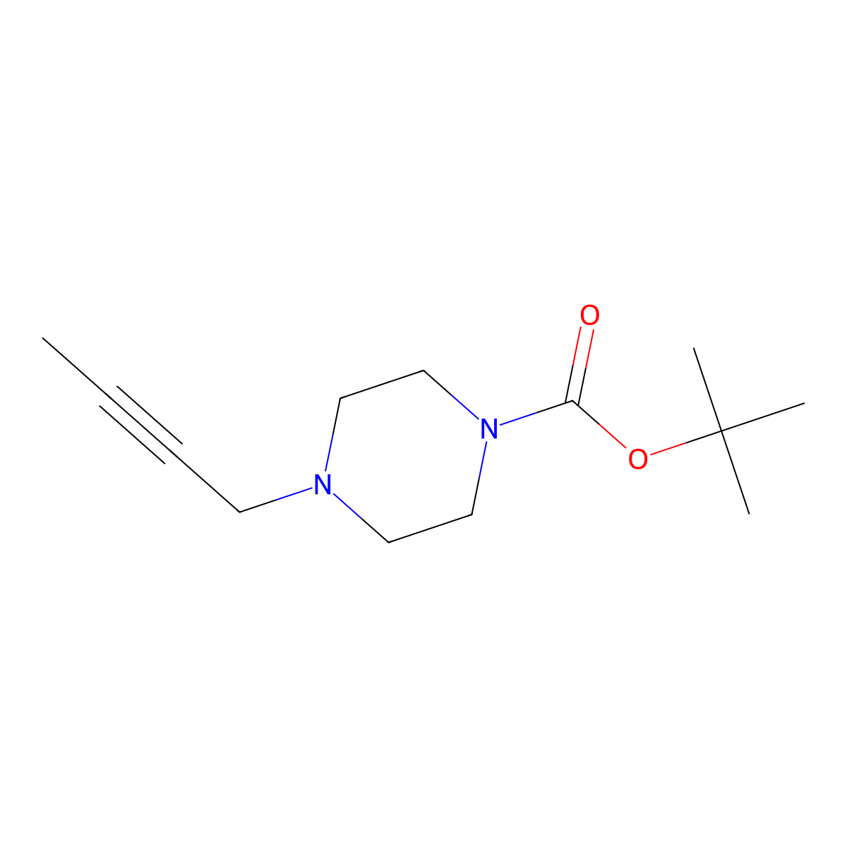 Tert-butyl 4-(but-2-yn-1-yl)piperazine-1-carboxylate molecular structure, CAS 2694747-00-5