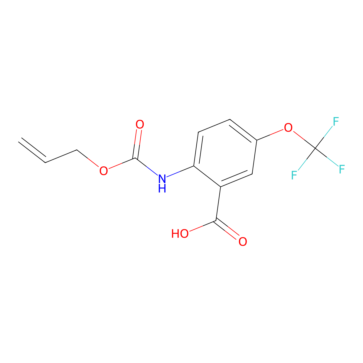 2-{[(Prop-2-en-1-yloxy)carbonyl]amino}-5-(trifluoromethoxy)benzoic acid molecular structure, CAS 2694747-07-2