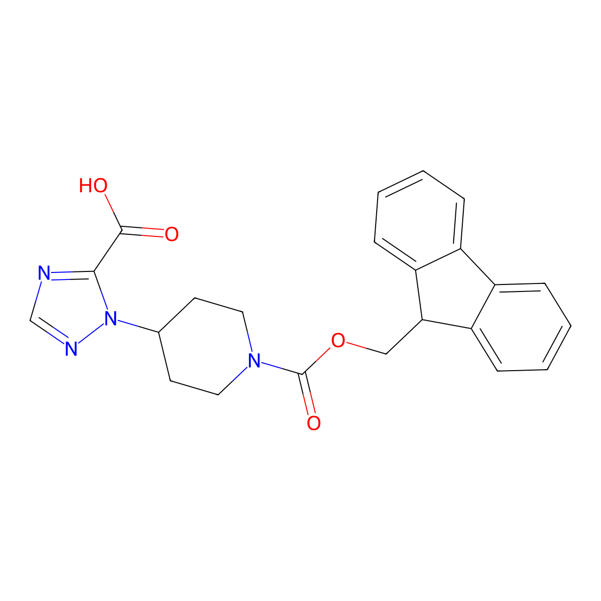 1-(1-{[(9H-fluoren-9-yl)methoxy]carbonyl}piperidin-4-yl)-1H-1,2,4-triazole-5-carboxylic acid molecular structure, CAS 2694747-11-8