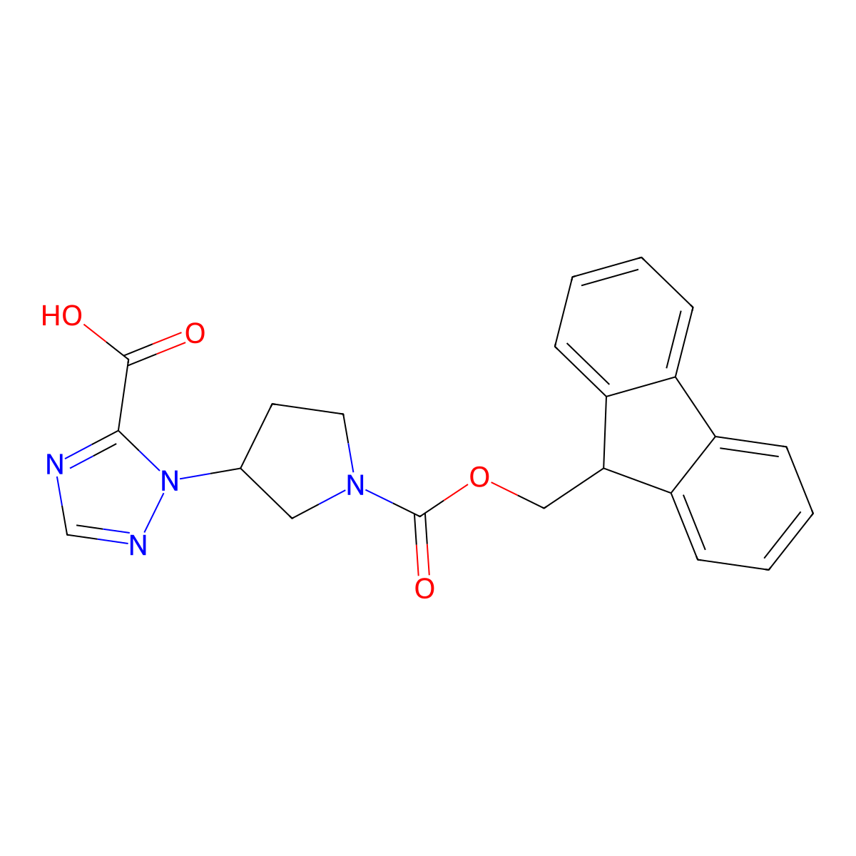 1-(1-{[(9H-fluoren-9-yl)methoxy]carbonyl}pyrrolidin-3-yl)-1H-1,2,4-triazole-5-carboxylic acid molecular structure, CAS 2694747-12-9