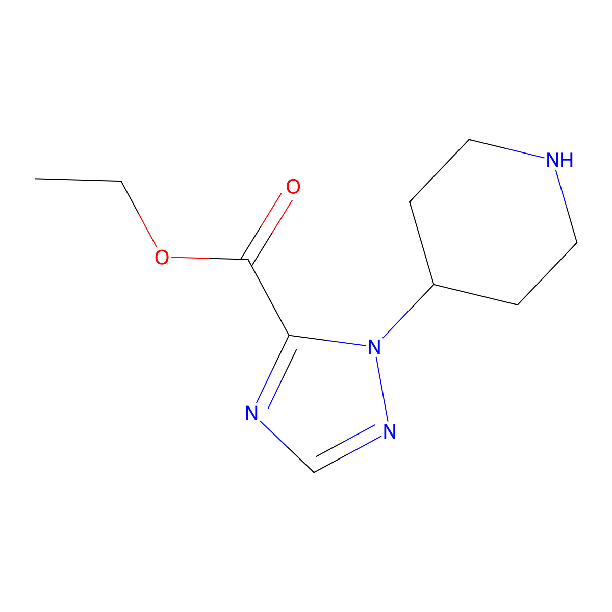 ethyl 1-(piperidin-4-yl)-1H-1,2,4-triazole-5-carboxylate molecular structure, CAS 2694747-19-6