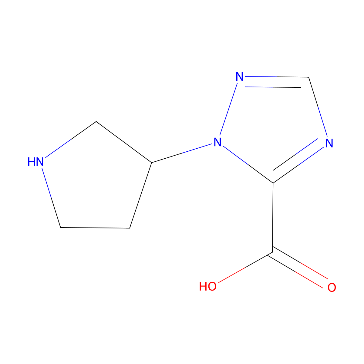1-(pyrrolidin-3-yl)-1H-1,2,4-triazole-5-carboxylic acid molecular structure, CAS 2694747-27-6