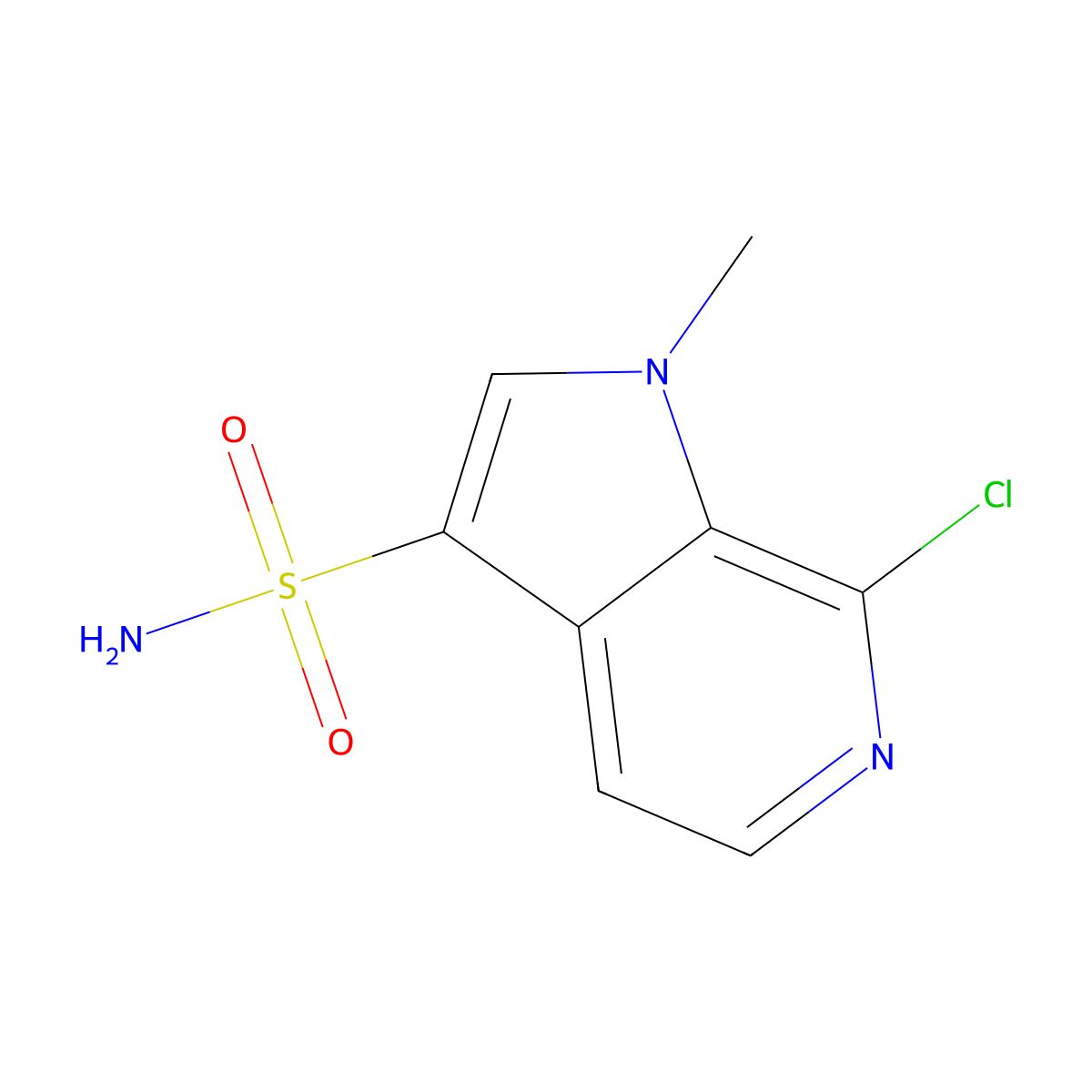 7-chloro-1-methyl-1H-pyrrolo[2,3-c]pyridine-3-sulfonamide molecular structure, CAS 2694747-35-6