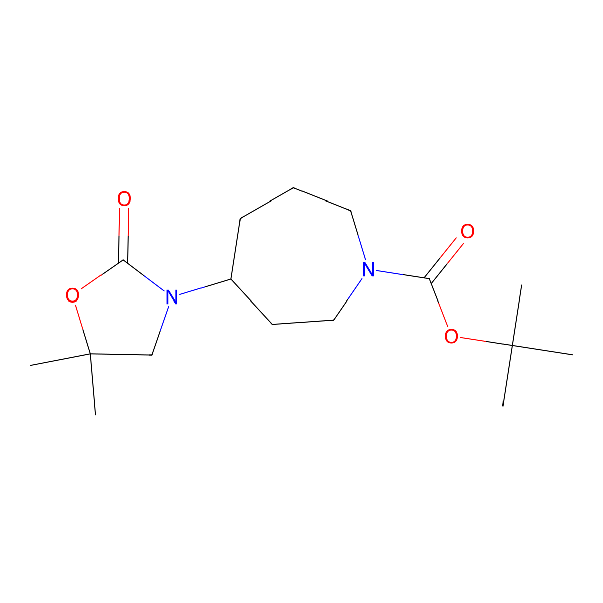 Tert-butyl 4-(5,5-dimethyl-2-oxo-1,3-oxazolidin-3-yl)azepane-1-carboxylate molecular structure, CAS 2694747-45-8