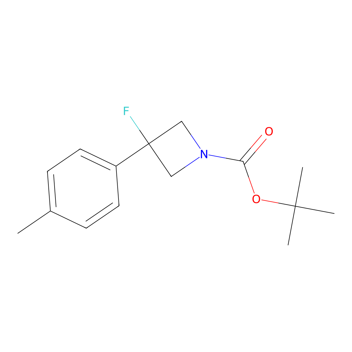 Tert-butyl 3-fluoro-3-(4-methylphenyl)azetidine-1-carboxylate molecular structure, CAS 2694747-46-9