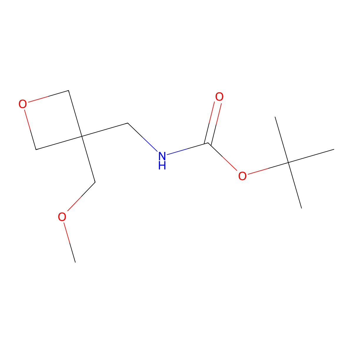 tert-butyl N-{[3-(methoxymethyl)oxetan-3-yl]methyl}carbamate molecular structure, CAS 2694747-51-6