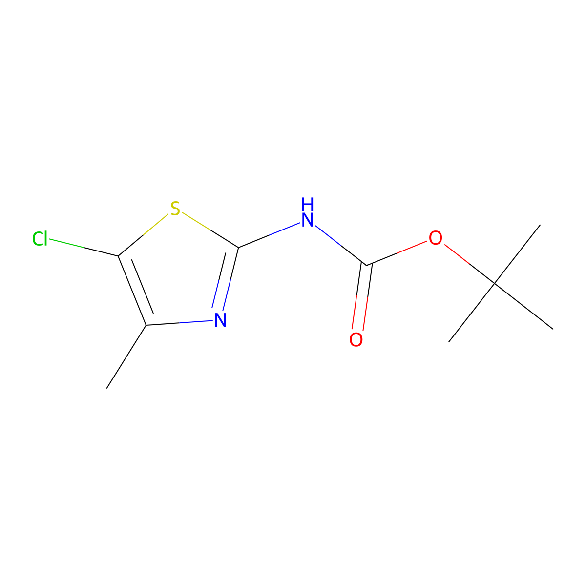 tert-butyl N-(5-chloro-4-methyl-1,3-thiazol-2-yl)carbamate molecular structure, CAS 2694747-57-2
