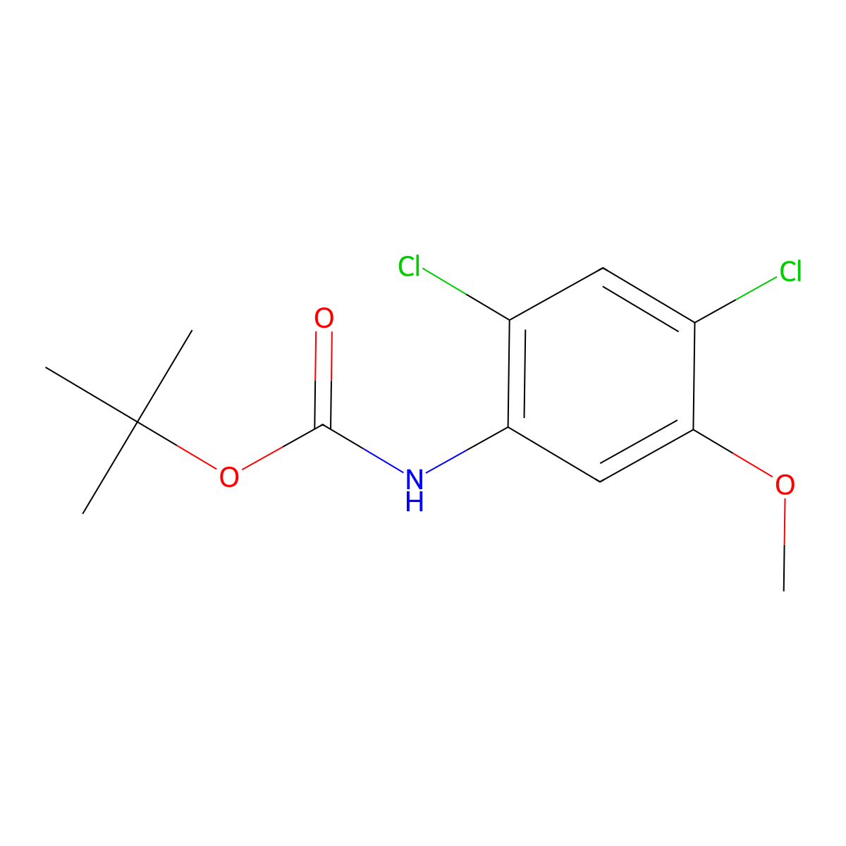 tert-butyl N-(2,4-dichloro-5-methoxyphenyl)carbamate molecular structure, CAS 2694747-58-3