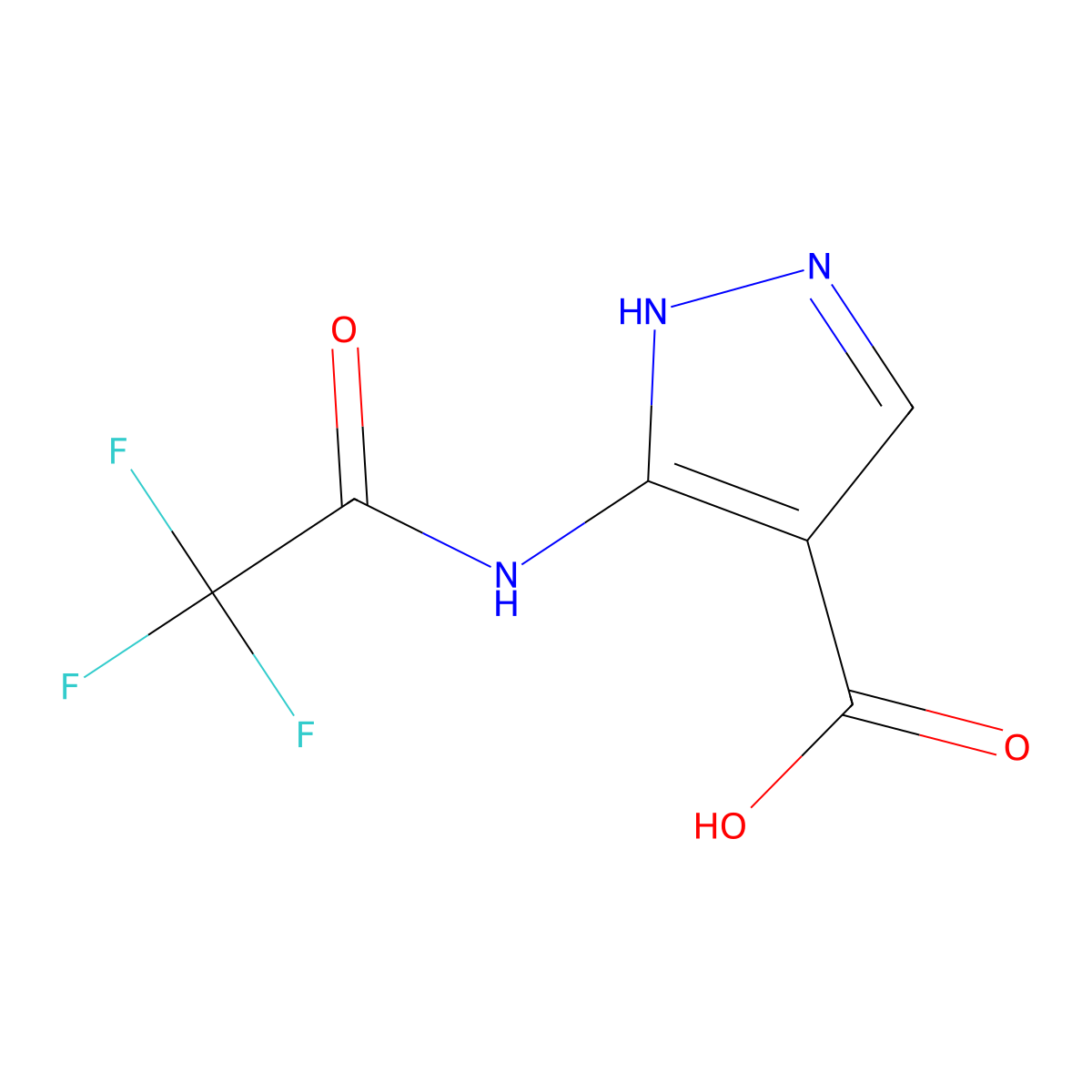 3-(trifluoroacetamido)-1H-pyrazole-4-carboxylic acid molecular structure, CAS 2694747-62-9
