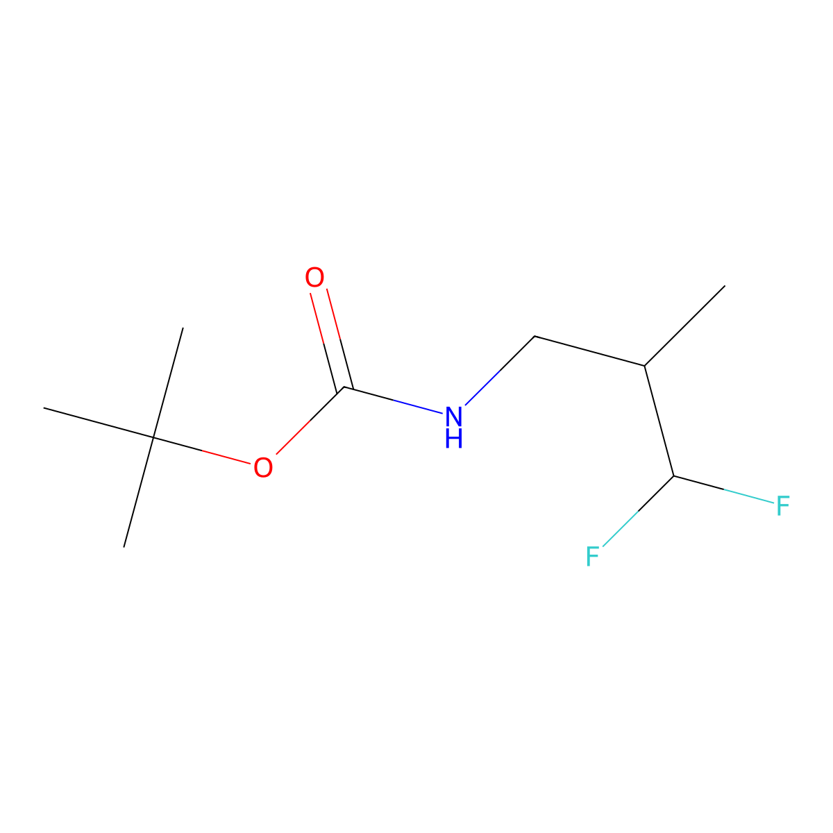 tert-butyl N-(3,3-difluoro-2-methylpropyl)carbamate molecular structure, CAS 2694747-70-9