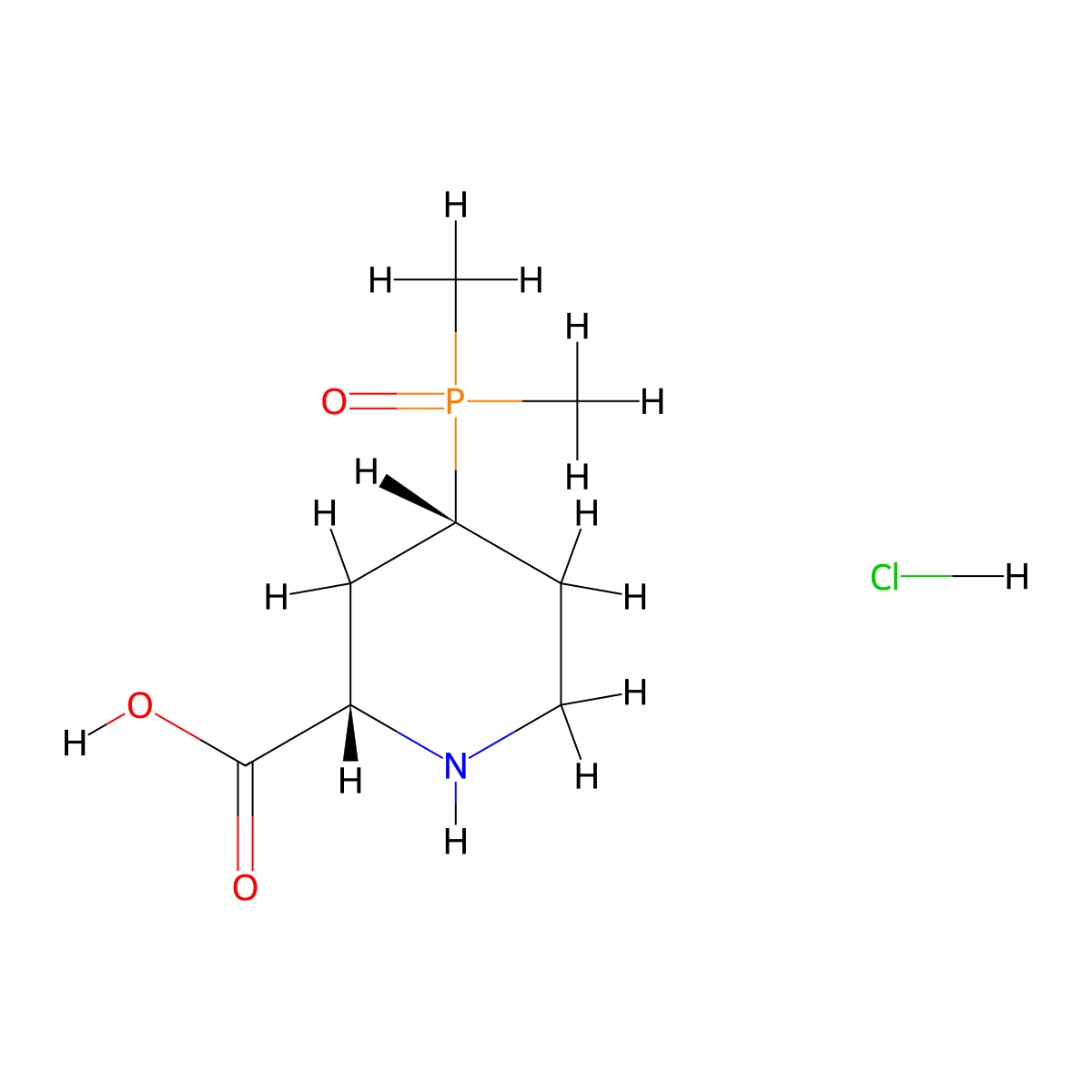 rac-(2R,4S)-4-(dimethylphosphoryl)piperidine-2-carboxylic acid hydrochloride, cis molecular structure, CAS 2694789-09-6