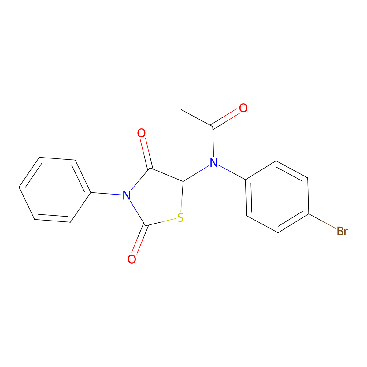 N-(4-Bromophenyl)-N-(2,4-dioxo-3-phenyl-1,3-thiazolidin-5-yl)acetamide molecular structure, CAS 26959-53-5