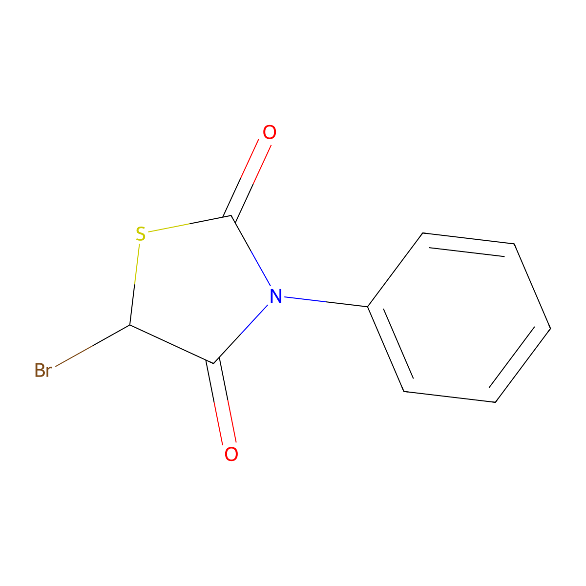 5-Bromo-3-phenyl-1,3-thiazolidine-2,4-dione molecular structure, CAS 26959-54-6