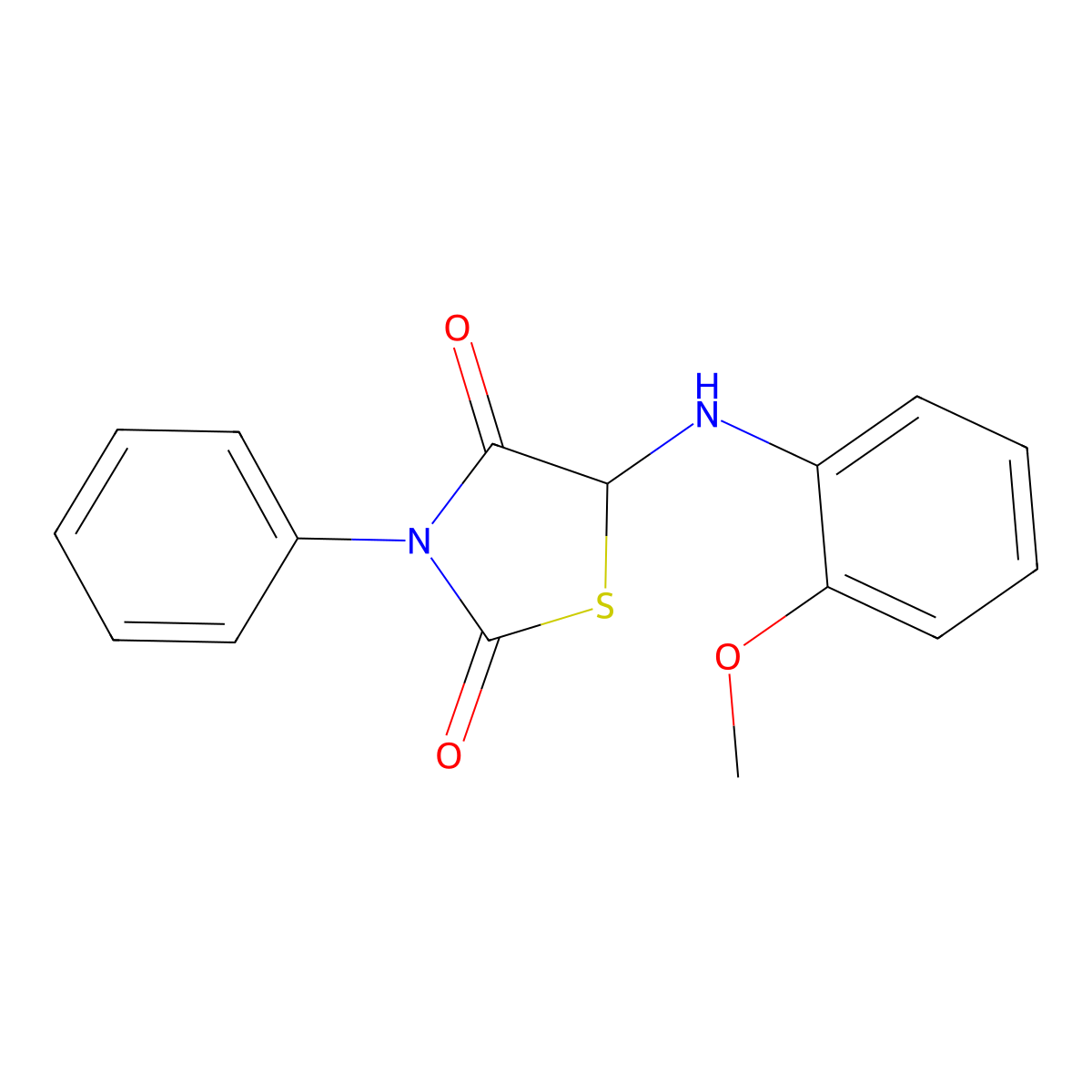 5-(2-Methoxy-phenylamino)-3-phenyl-thiazolidine-2,4-dione molecular structure, CAS 26959-78-4