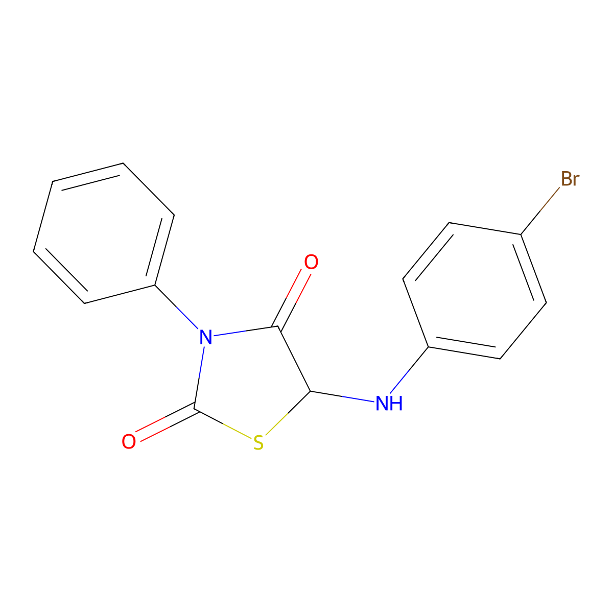 5-(4-Bromo-phenylamino)-3-phenyl-thiazolidine-2,4-dione molecular structure, CAS 26959-79-5