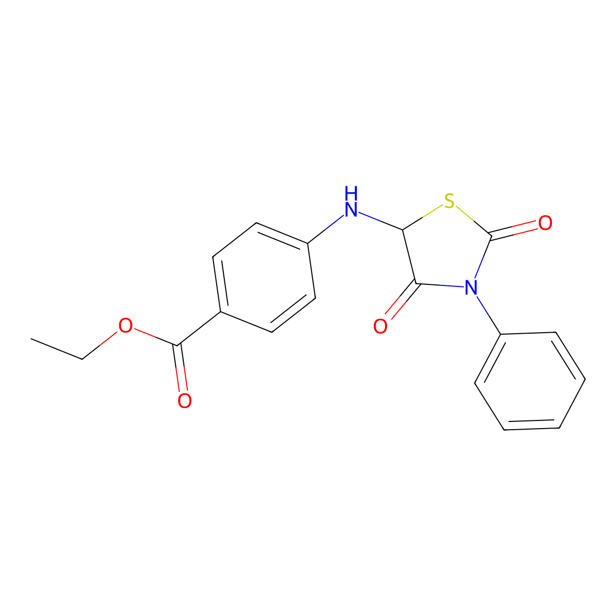 Ethyl 4-[(2,4-dioxo-3-phenyl-1,3-thiazolidin-5-yl)amino]benzoate molecular structure, CAS 26959-81-9