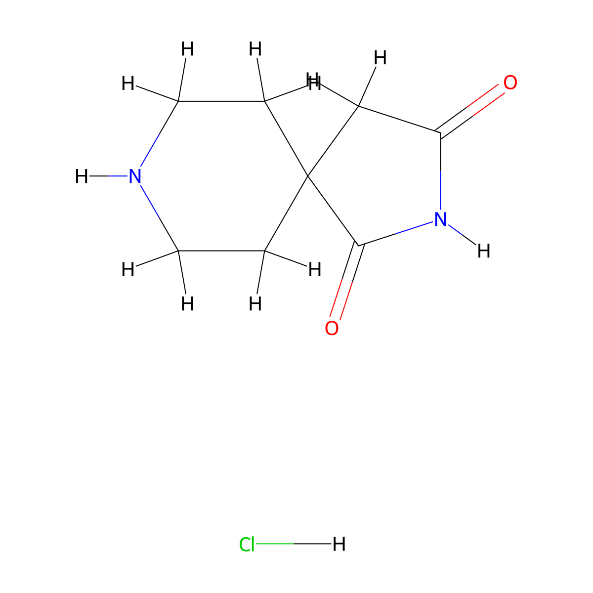 2,8-Diazaspiro[4.5]decane-1,3-dione hydrochloride molecular structure, CAS 2696-03-9