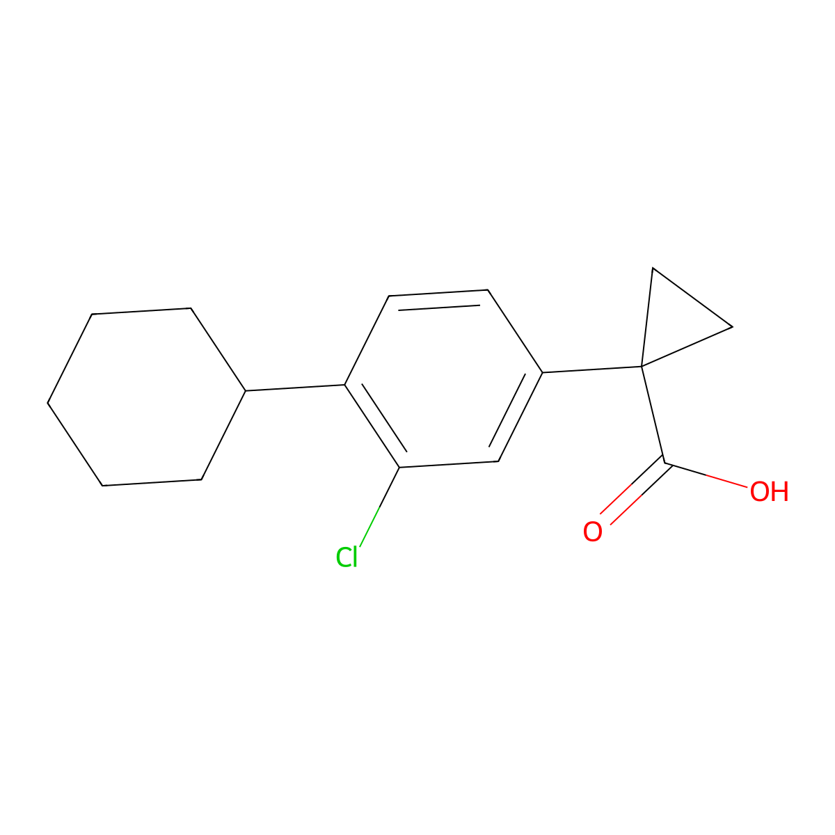 Cyclopropanecarboxylic acid, 1-(3-chloro-4-cyclohexylphenyl)- molecular structure, CAS 26961-87-5