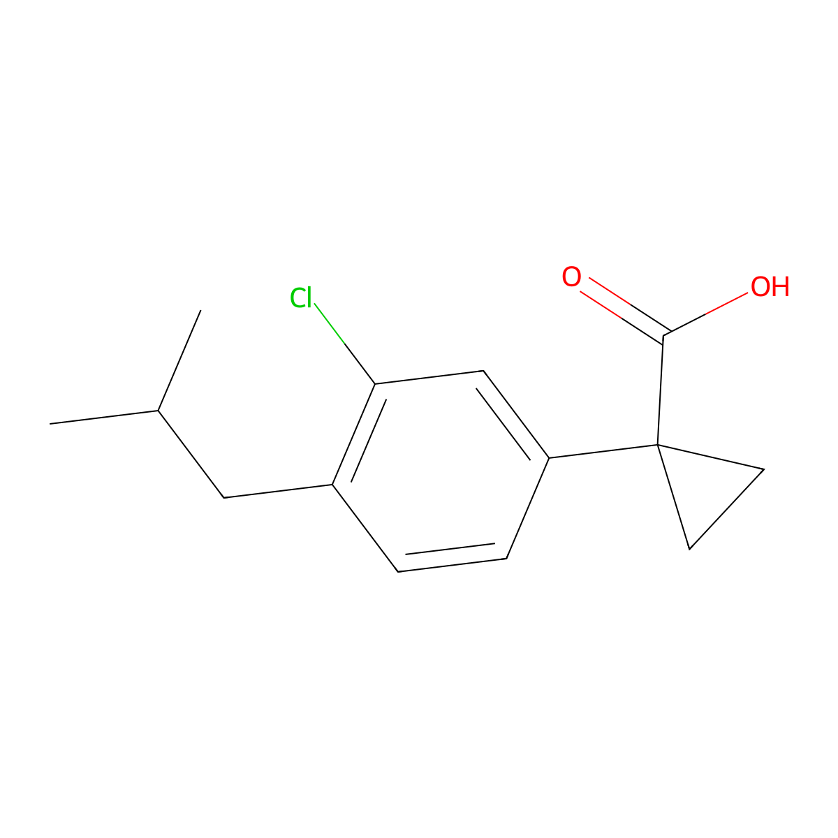 Cyclopropanecarboxylic acid, 1-(3-chloro-4-isobutylphenyl)- molecular structure, CAS 26961-91-1