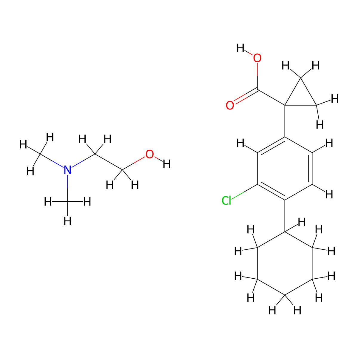 Cyclopropanecarboxylic acid, 1-(3-chloro-4-cyclohexylphenyl)-, compd. with 2-(dimethylamino)ethanol (1:1) molecular structure, CAS 26961-96-6