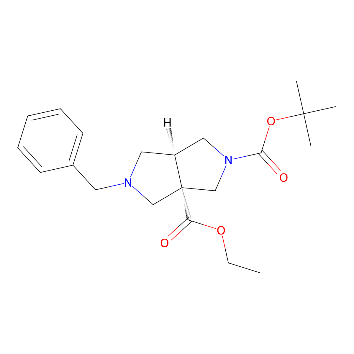 rel-2-(tert-Butyl) 3a-ethyl (3aS,6aS)-5-benzyltetrahydropyrrolo[3,4-c]pyrrole-2,3a(1H,3H)-dicarboxylate molecular structure, CAS 2696257-44-8