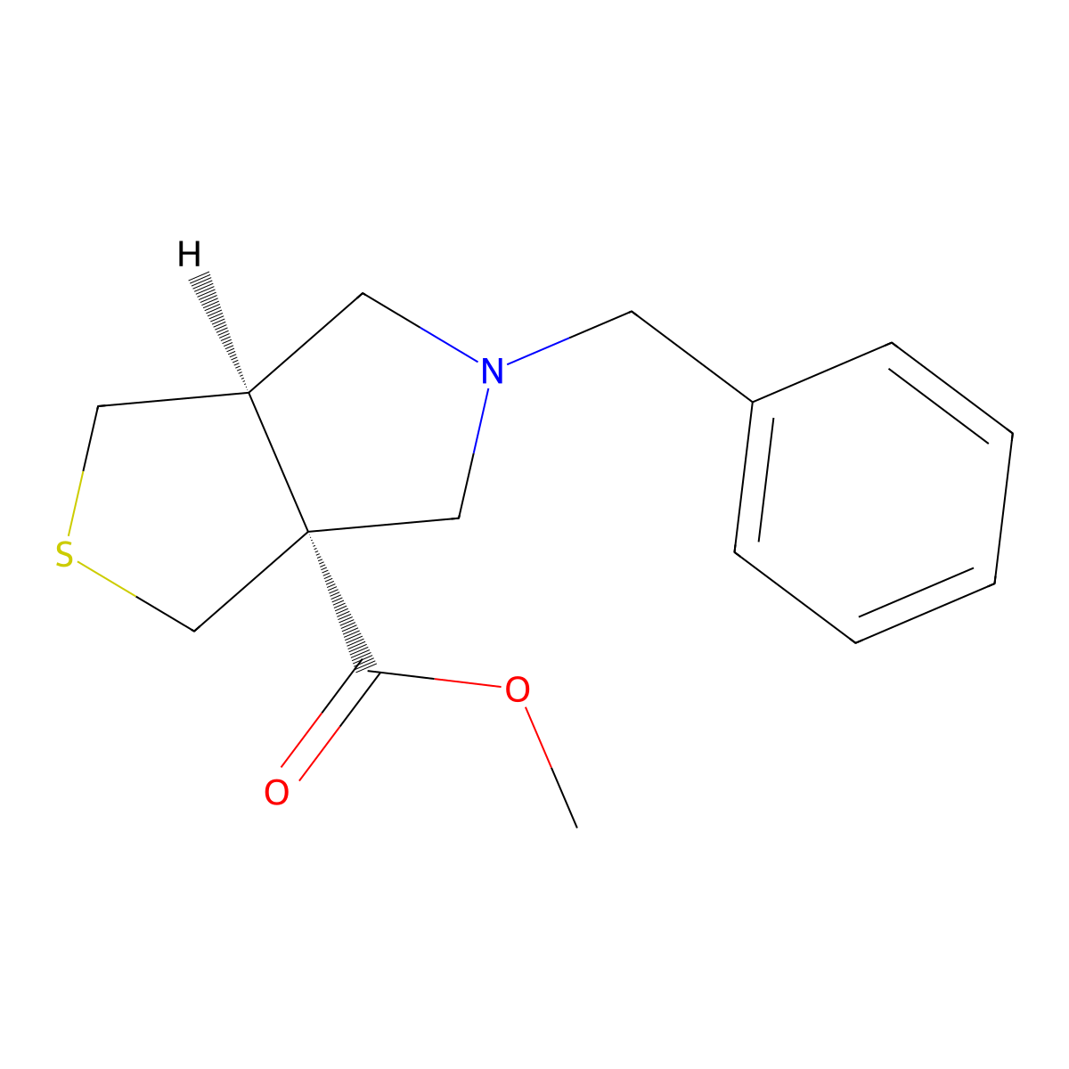 rel-Methyl (3aS,6aR)-5-benzyltetrahydro-1H-thieno[3,4-c]pyrrole-3a(3H)-carboxylate molecular structure, CAS 2696257-49-3