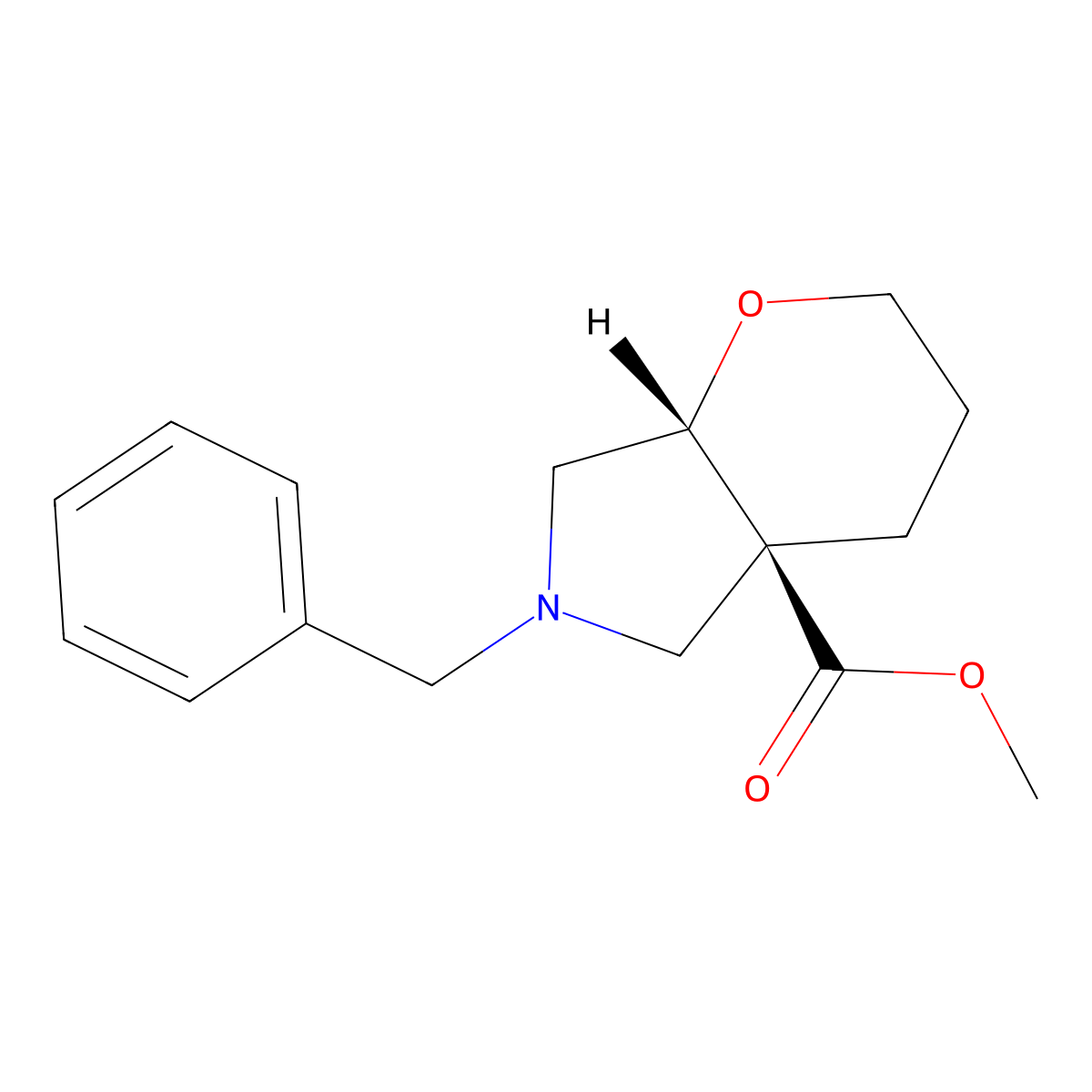 rel-Methyl (4aS,7aR)-6-benzylhexahydropyrano[2,3-c]pyrrole-4a(2H)-carboxylate molecular structure, CAS 2696257-52-8