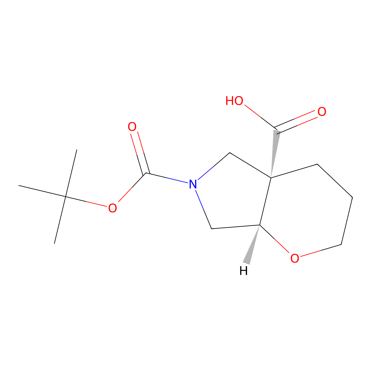 rel-(4aS,7aR)-6-(tert-Butoxycarbonyl)hexahydropyrano[2,3-c]pyrrole-4a(2H)-carboxylic acid molecular structure, CAS 2696257-74-4