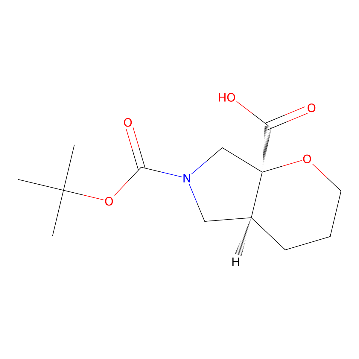 rac-(4aR,7aR)-6-((tert-butoxy)carbonyl)-octahydropyrano(2,3-c)pyrrole-7a-carboxylic acid molecular structure, CAS 2696257-76-6