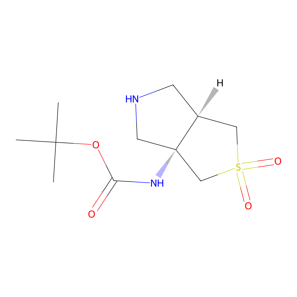 rel-tert-Butyl ((3aS,6aR)-2,2-dioxidotetrahydro-1H-thieno[3,4-c]pyrrol-3a(3H)-yl)carbamate molecular structure, CAS 2696257-92-6