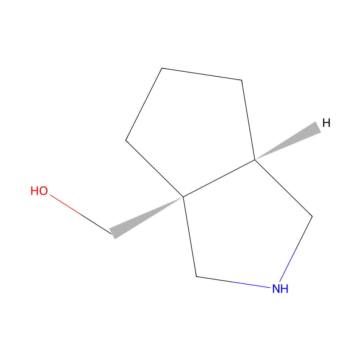 rel-((3aR,6aR)-Octahydrocyclopenta[c]pyrrol-3a-yl)methanol molecular structure, CAS 2696257-98-2