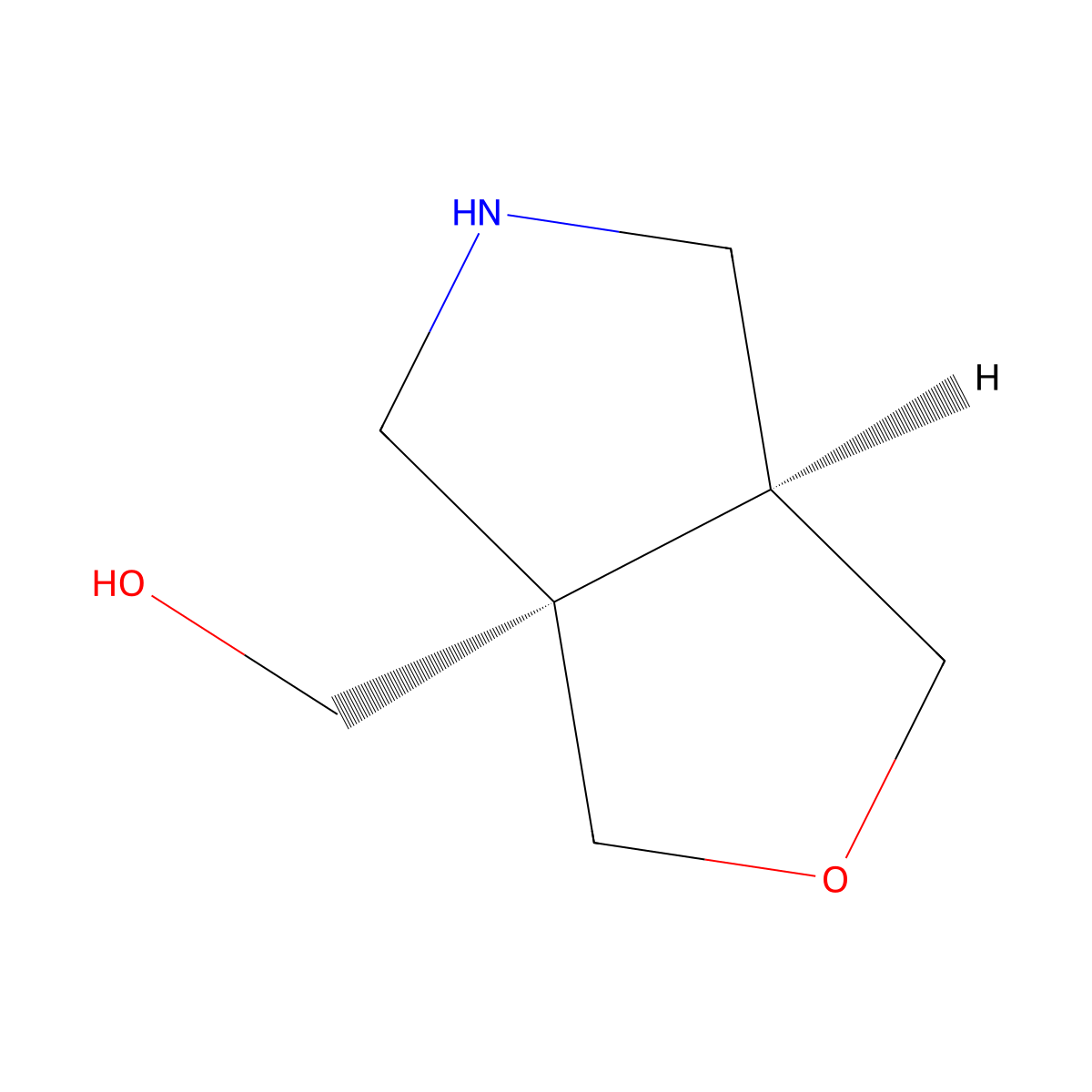 rac-[(3aR,6aS)-hexahydro-1H-furo[3,4-c]pyrrol-3a-yl]methanol molecular structure, CAS 2696257-99-3