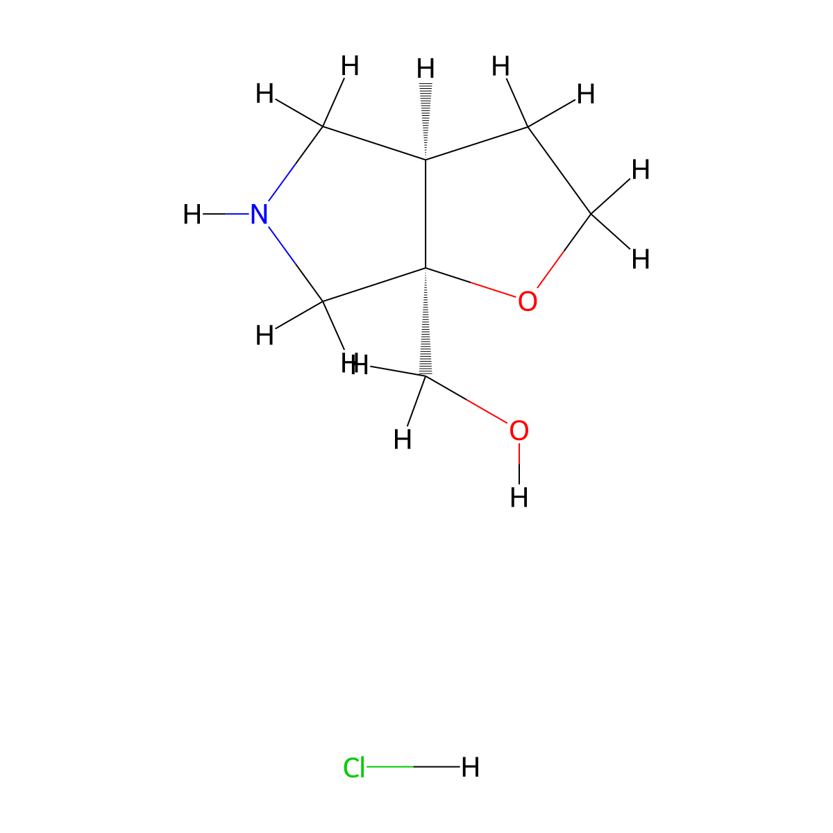 rac-[(3aR,6aR)-hexahydro-2H-furo[2,3-c]pyrrol-6a-yl]methanol hydrochloride molecular structure, CAS 2696258-01-0