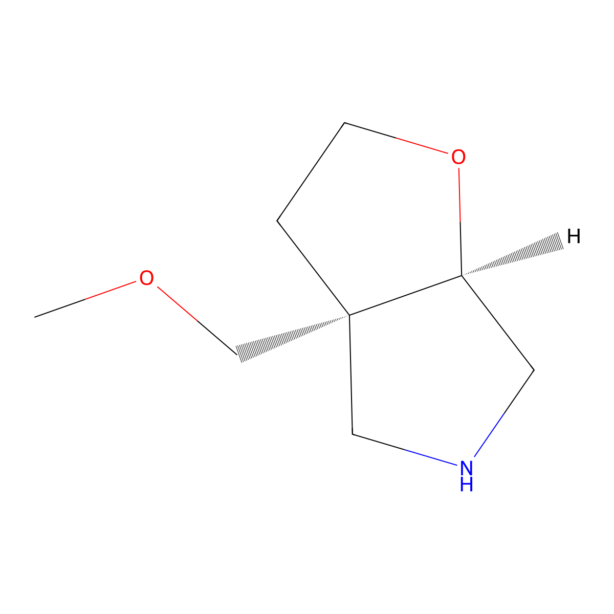 rel-(3aR,6aR)-3a-(Methoxymethyl)hexahydro-2H-furo[2,3-c]pyrrole molecular structure, CAS 2696258-04-3