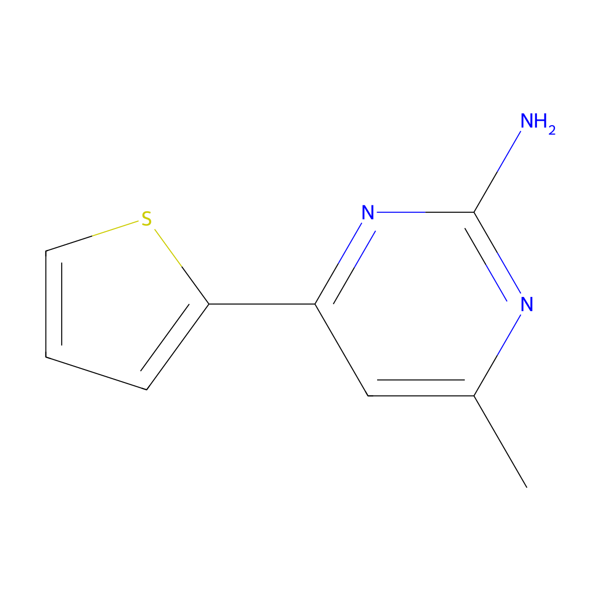 4-Methyl-6-(thiophen-2-yl)pyrimidin-2-amine molecular structure, CAS 26963-43-9