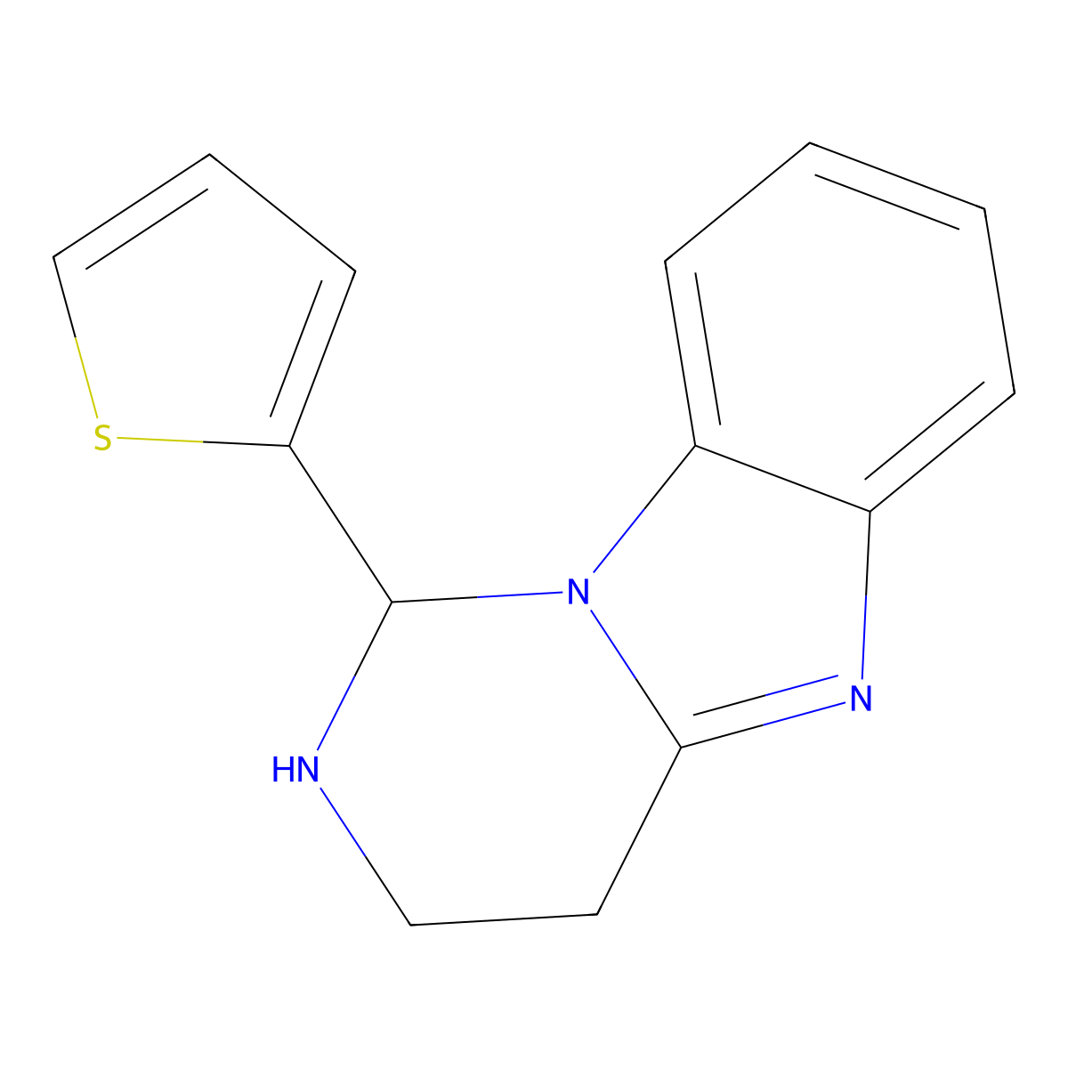 13-(Thiophen-2-yl)-1,8,12-triazatricyclo[7.4.0.0,2,7]trideca-2,4,6,8-tetraene molecular structure, CAS 26963-54-2
