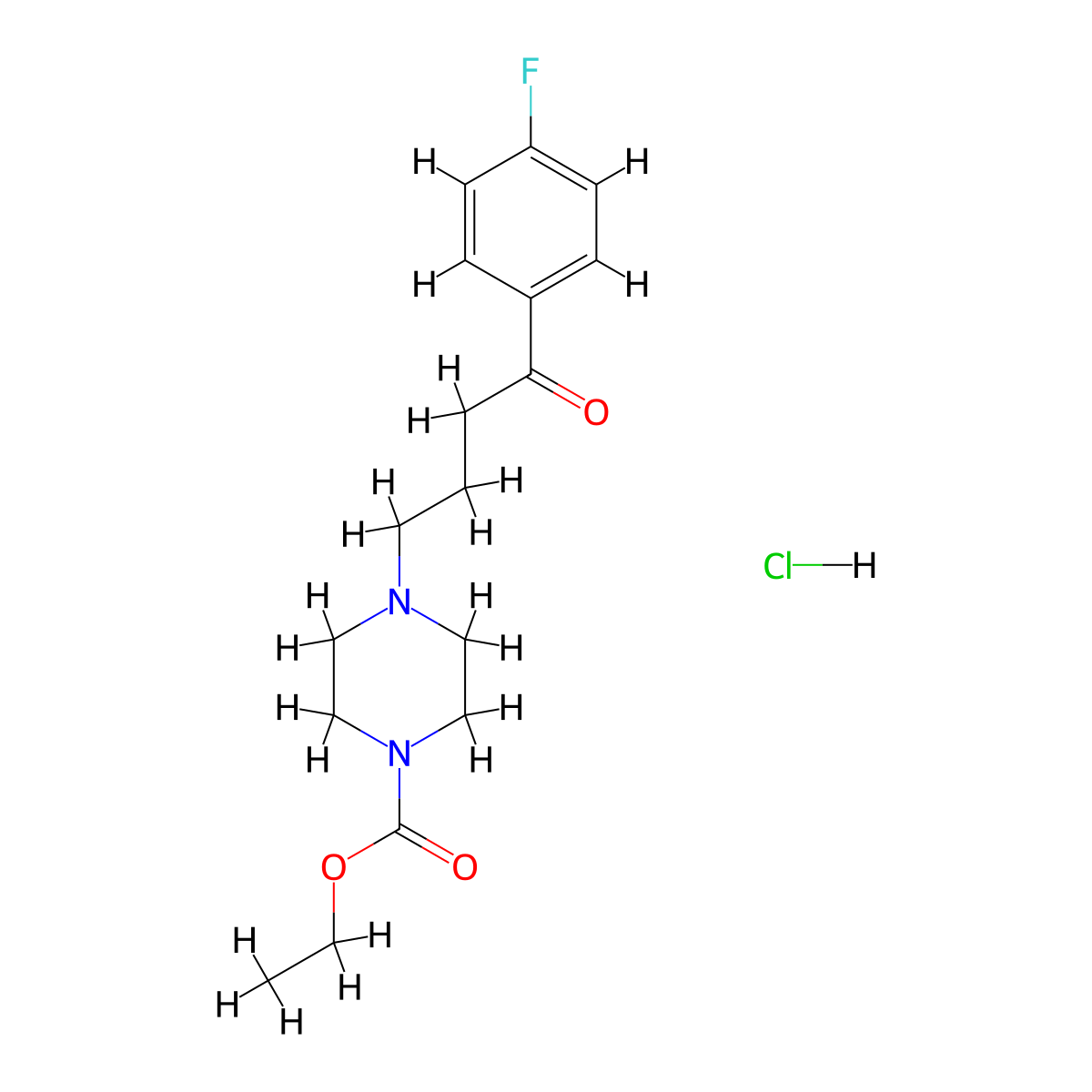 1-Piperazinecarboxylic acid, 4-(4-(4-fluorophenyl)-4-oxobutyl)-, ethyl ester, monohydrochloride molecular structure, CAS 26964-73-8