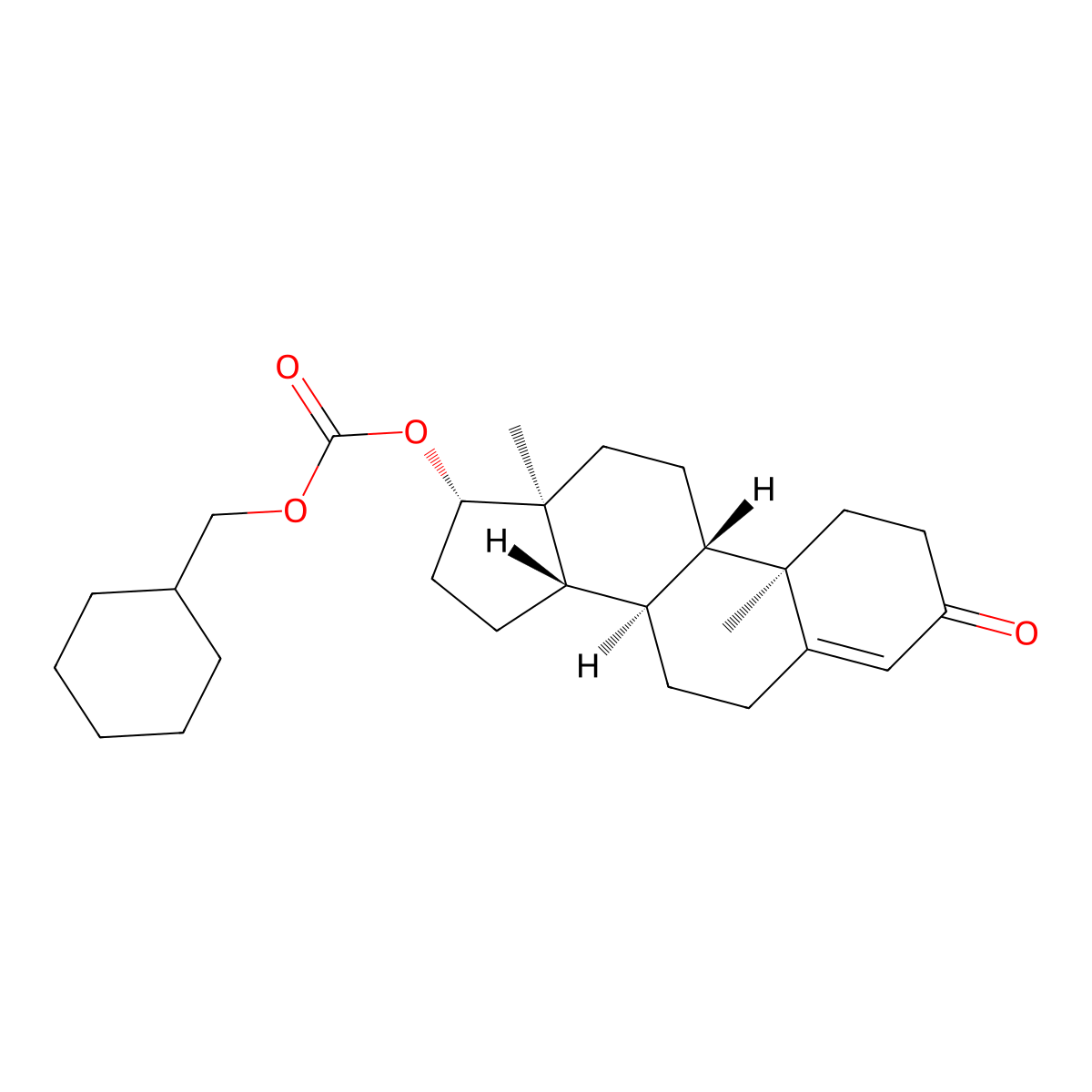 (17beta)-17-(((Cyclohexylmethoxy)carbonyl)oxy)androst-4-en-3-one molecular structure, CAS 2697-92-9