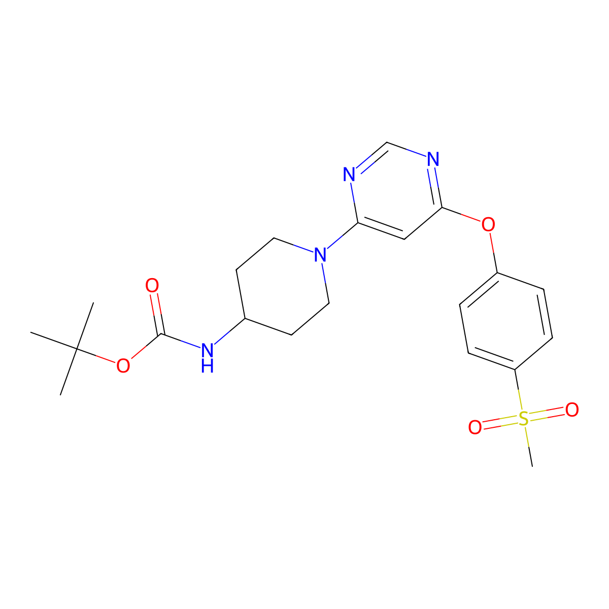 1,1-Dimethylethyl N-[1-[6-[4-(methylsulfonyl)phenoxy]-4-pyrimidinyl]-4-piperidinyl]carbamate molecular structure, CAS 2697145-21-2