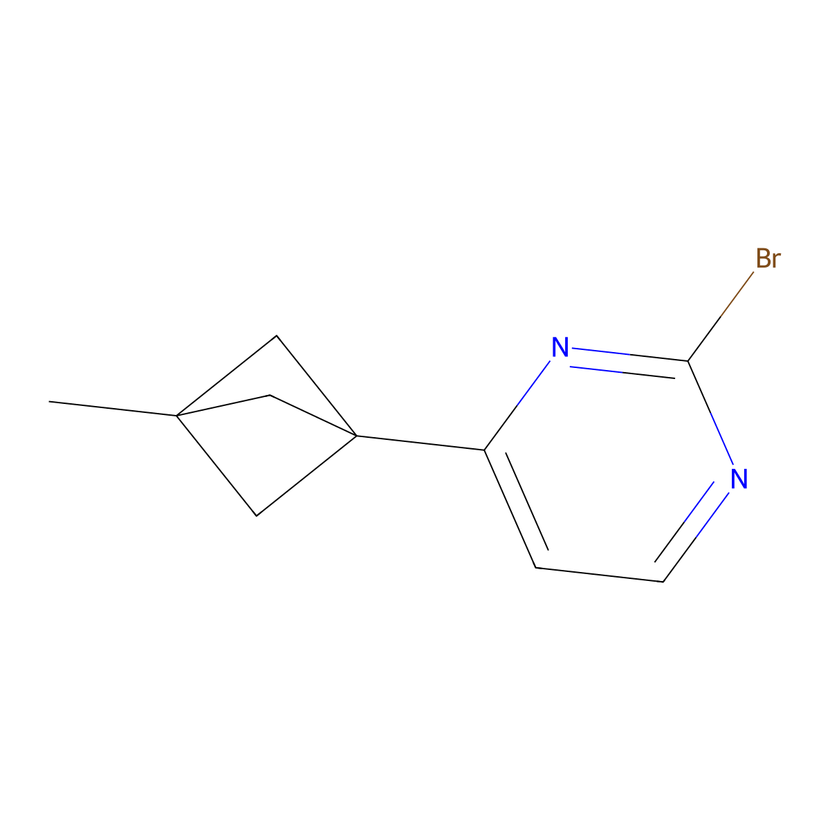 2-Bromo-4-(3-methylbicyclo[1.1.1]pentan-1-yl)pyrimidine molecular structure, CAS 2697155-18-1