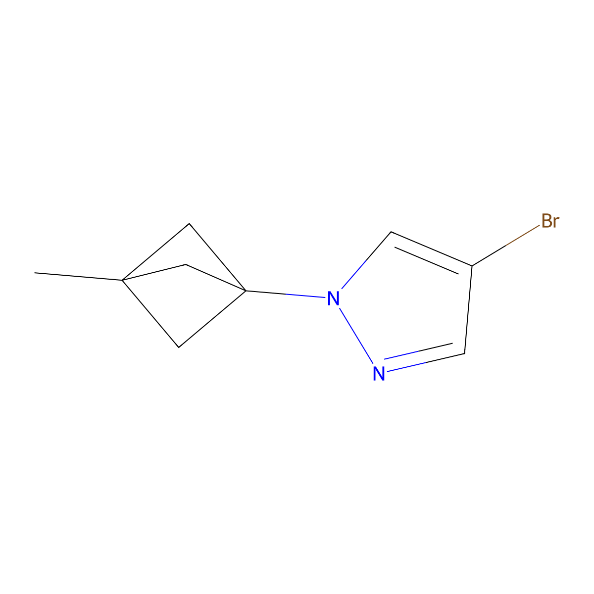 4-bromo-1-(3-methylbicyclo[1.1.1]pentan-1-yl)-1H-pyrazole molecular structure, CAS 2697155-60-3
