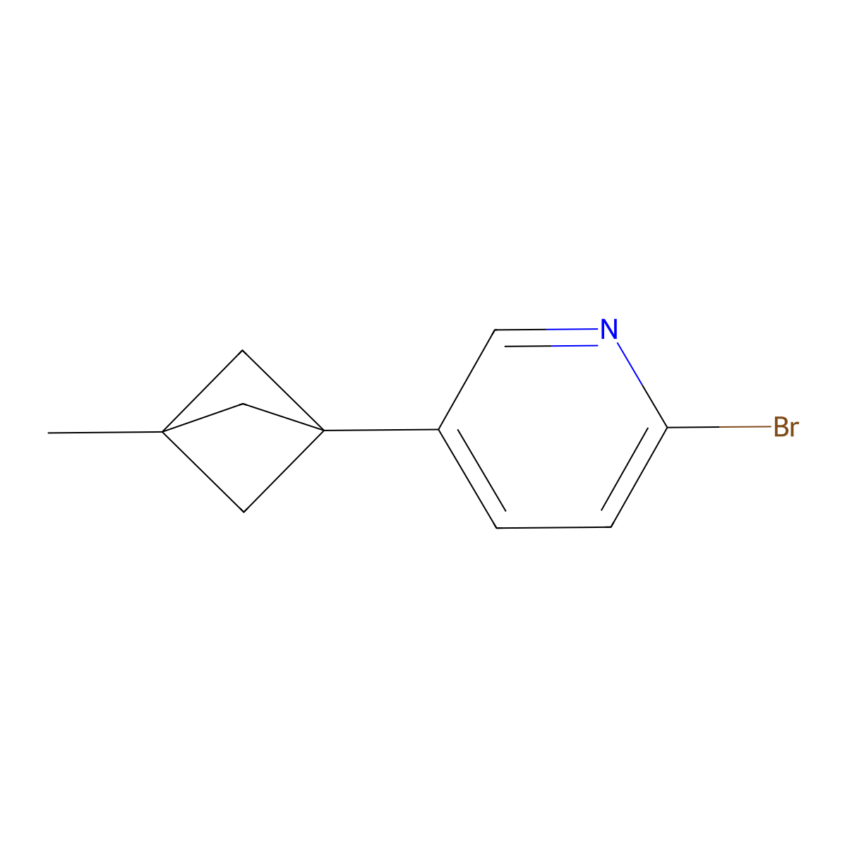 2-Bromo-5-(3-methylbicyclo[1.1.1]pentan-1-yl)pyridine molecular structure, CAS 2697155-63-6