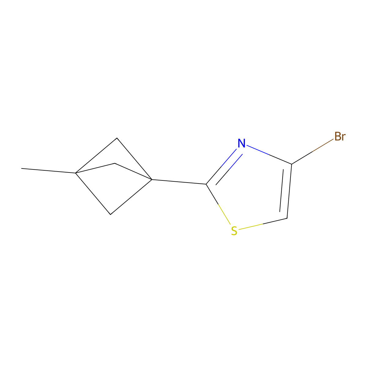 4-Bromo-2-(3-methyl-1-bicyclo[1.1.1]pentanyl)thiazole molecular structure, CAS 2697155-68-1