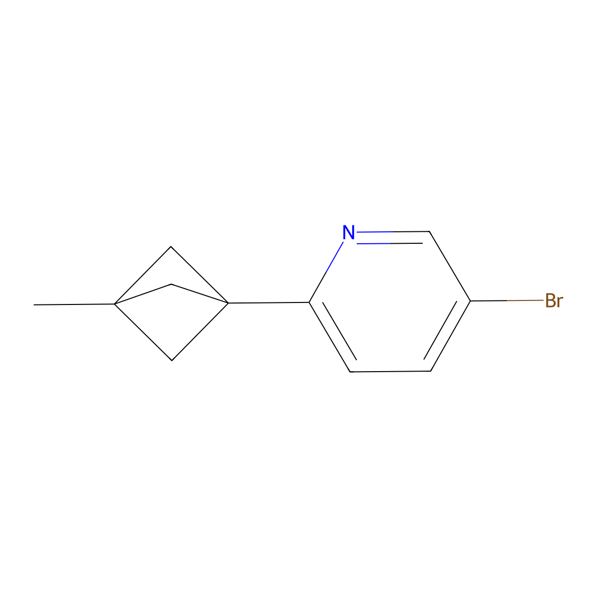 5-Bromo-2-(3-methylbicyclo[1.1.1]pentan-1-yl)pyridine molecular structure, CAS 2697156-57-1